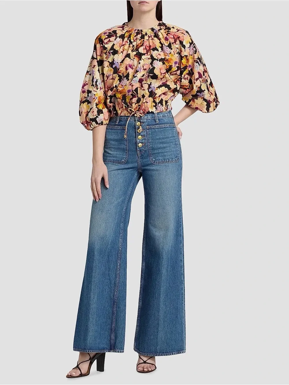 NWT Ulla Johnson LUCIE Night Bloom Floral Bubble Sleeve Top Blouse NEW Women’s 4